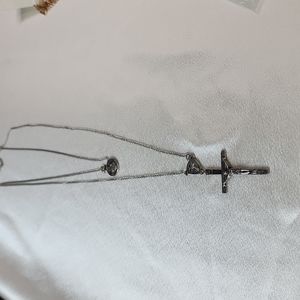 Religion's cross silver shade 2 layer necklace